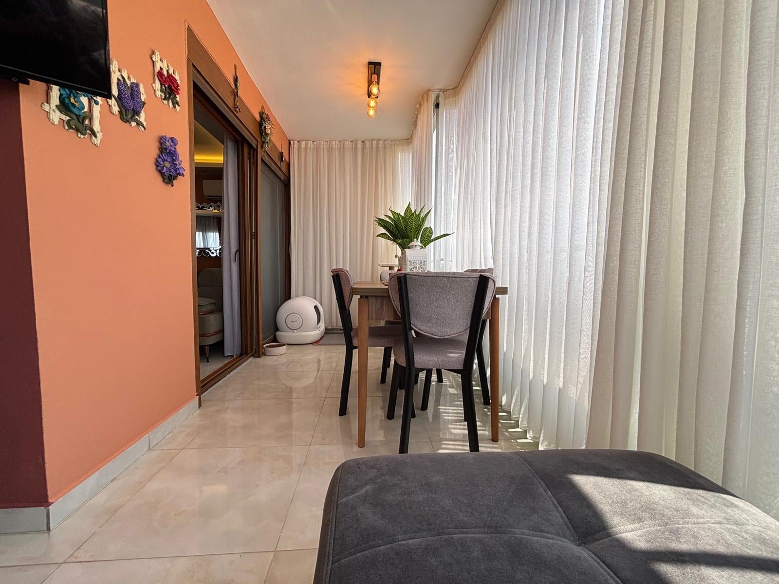 Furnished Apartment with Modern Decor, Living Room and Kitchen