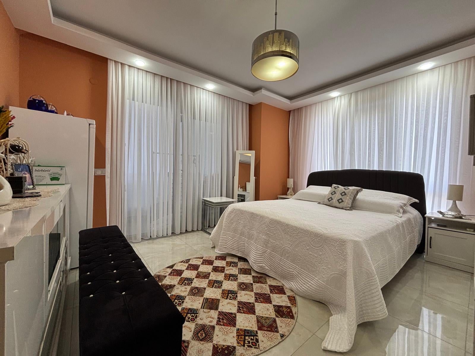 Furnished Apartment with Modern Decor, Living Room and Kitchen