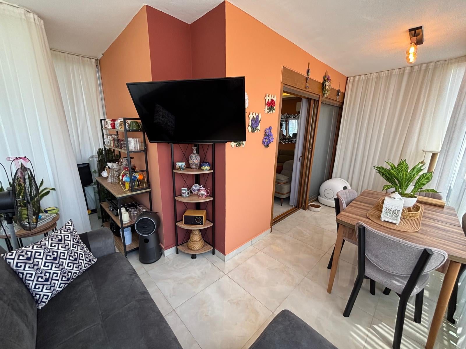 Furnished Apartment with Modern Decor, Living Room and Kitchen